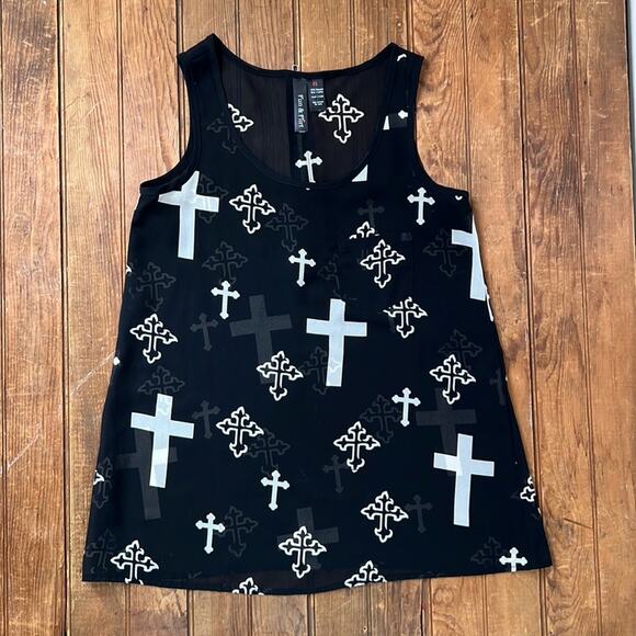 Fun and Flirt sheer Black swing style cross tank top size xs - Picture 1 of 7